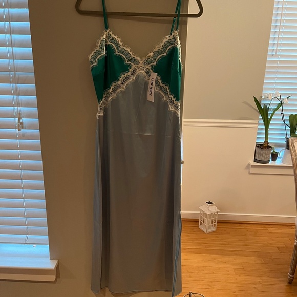 Pacific Blue Satin Midi Dress - Picture 4 of 5